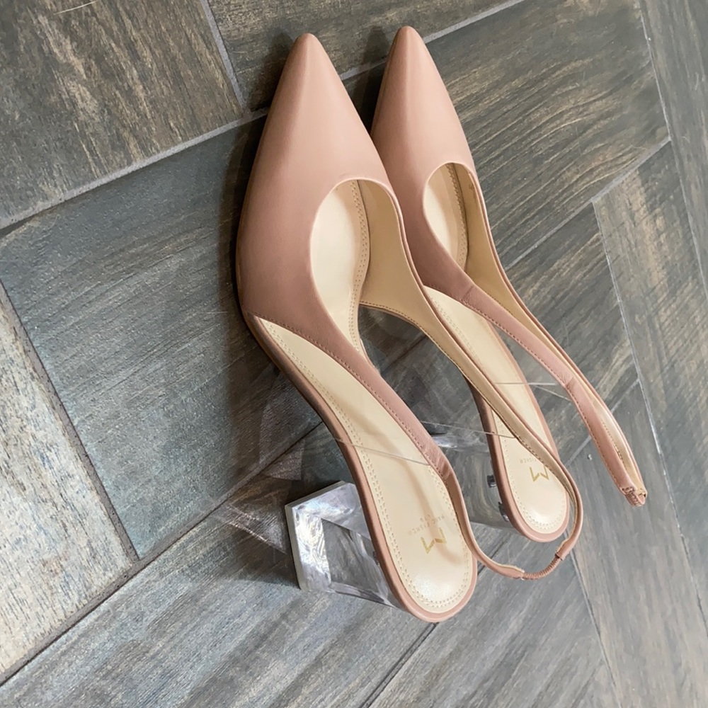Marc Fisher ltd nude with clear heel size 11